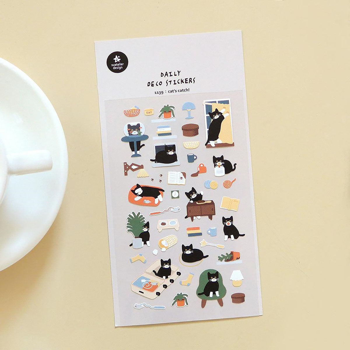 Ozdobne naklejki – Cat's Catch, Suatelier, papierniczy design