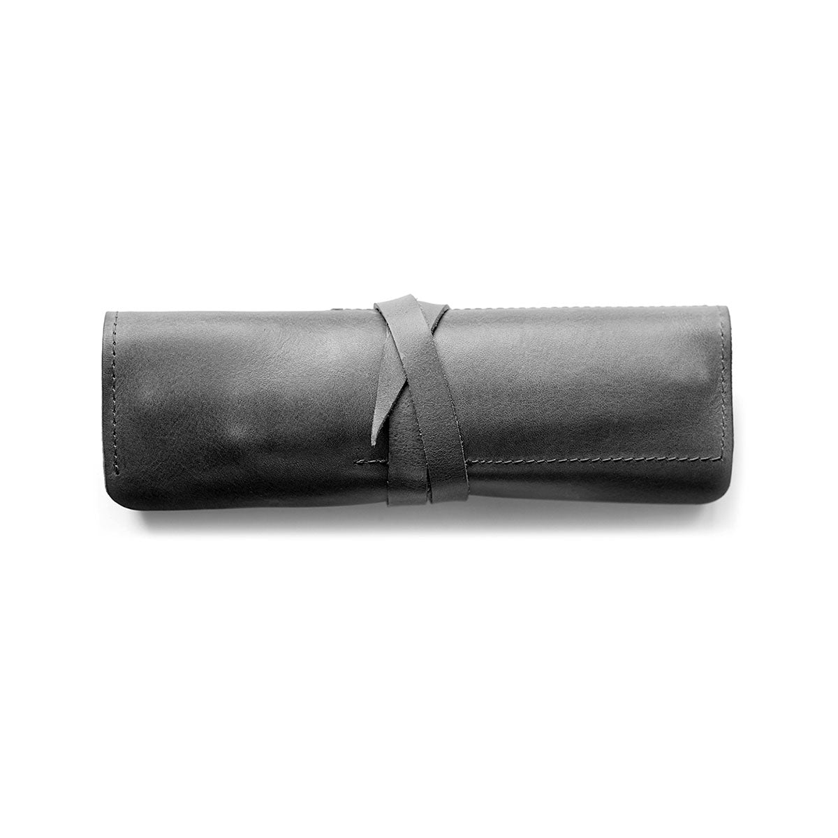 Skórzany piórnik rolowany – czarny, HUGBAG, papierniczy design