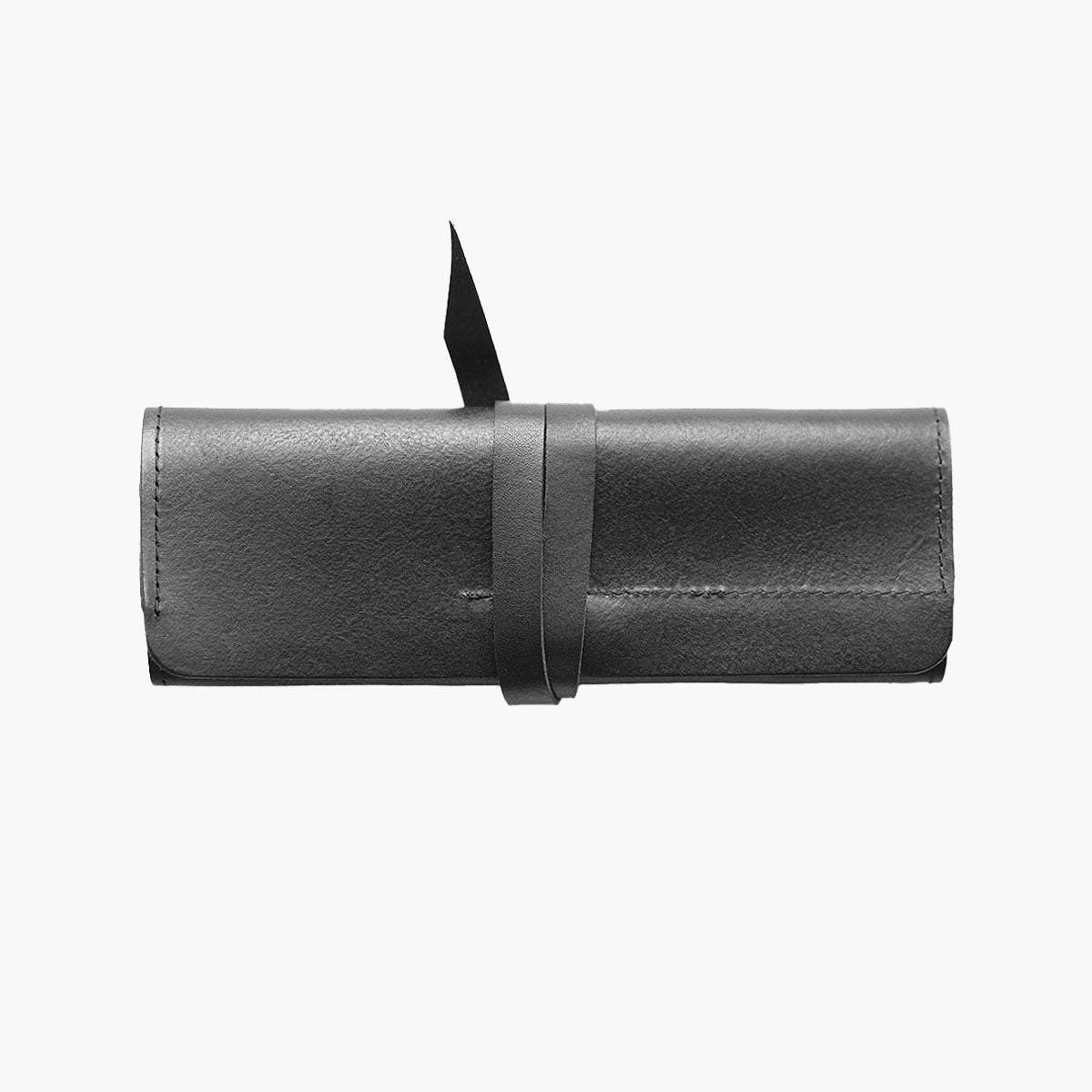 Skórzany piórnik rolowany – czarny, HUGBAG, papierniczy design