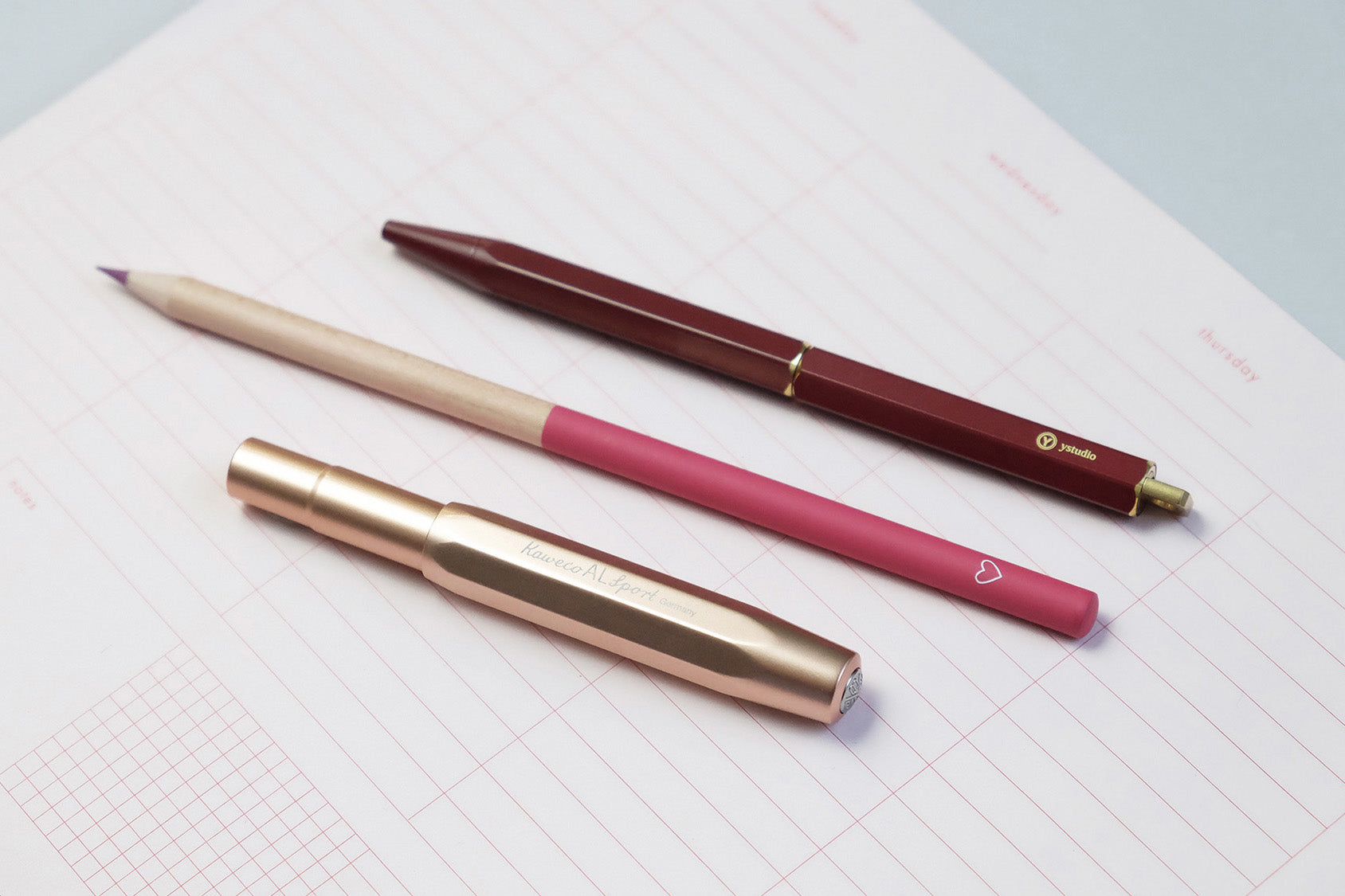 Aluminiowe pióro kulkowe AL Sport Rose Gold, Kaweco, design sklep papierniczy, domowe biuro